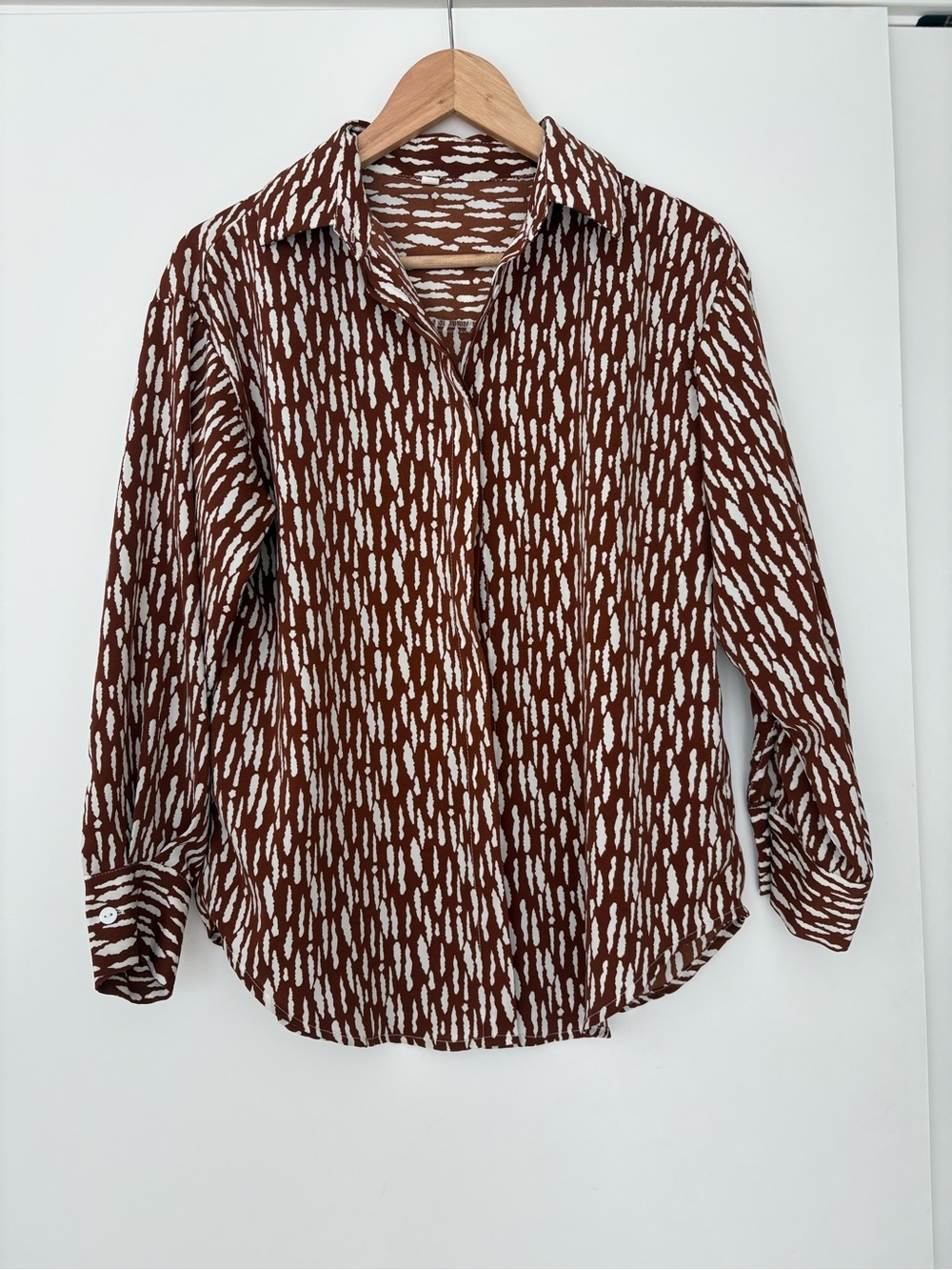 Rust Brown & White Patterned Button-Up Shirt